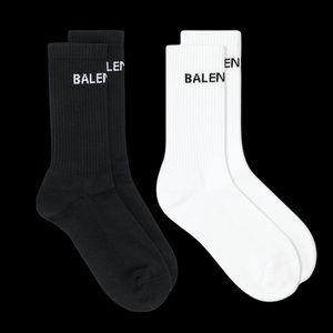 SOLD SET of 2 Balenciaga Auth Cotton Socks Black White Unisex